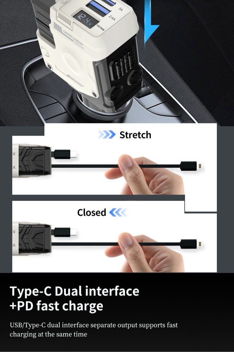 W&O car charger Super fast charge Compatible with multiple smart devices Four-port super fast charger model General - Image 4