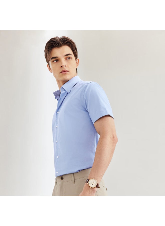 G2000 Mall-matching Cotton Blend Plain Texture Skin-friendly Comfortable Short-sleeve Shirt, Blue-green, M/05 - Image 2