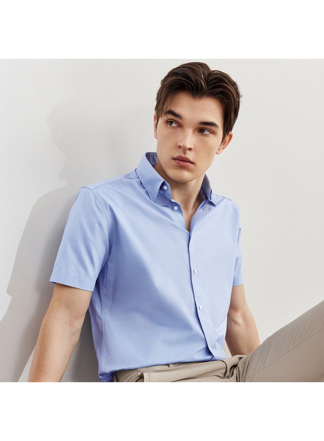 G2000 Mall-matching Cotton Blend Plain Texture Skin-friendly Comfortable Short-sleeve Shirt, Blue-green, M/05 - Image 3
