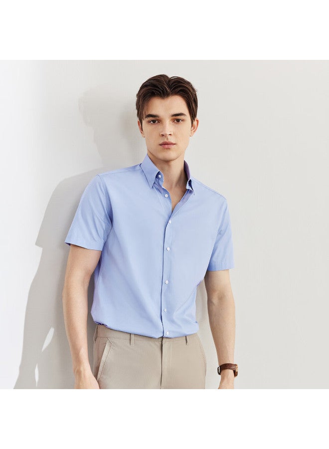 G2000 Mall-matching Cotton Blend Plain Texture Skin-friendly Comfortable Short-sleeve Shirt, Blue-green, M/05 - Image 1