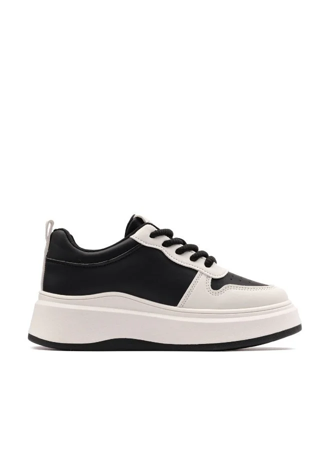 يو اس بولو اسن USPA Women’s Black & White Platform Sneakers – Casual Lace-Up Fashion Shoes | Chunky Sole Everyday Comfort Trainers