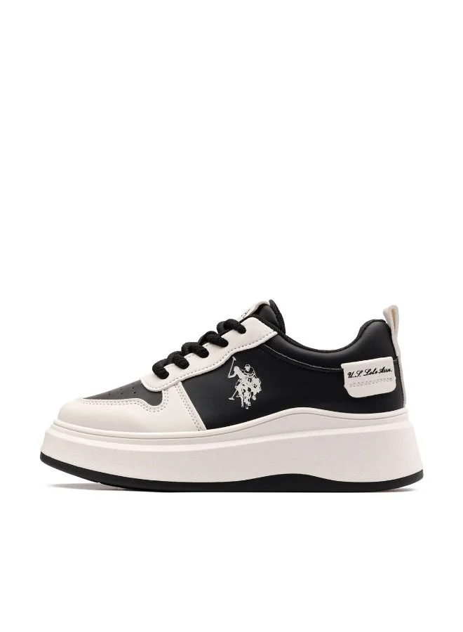 يو اس بولو اسن USPA Women’s Black & White Platform Sneakers – Casual Lace-Up Fashion Shoes | Chunky Sole Everyday Comfort Trainers