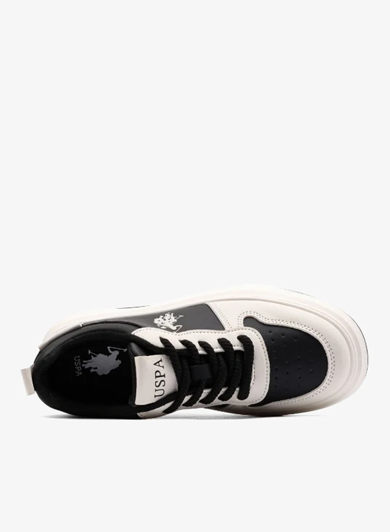 U.S. Polo Assn. Black & White USPA Women’s Black & White Platform Sneakers – Casual Lace-Up Fashion Shoes | Chunky Sole Everyday Comfort Trainers for Women | Best Price UAE