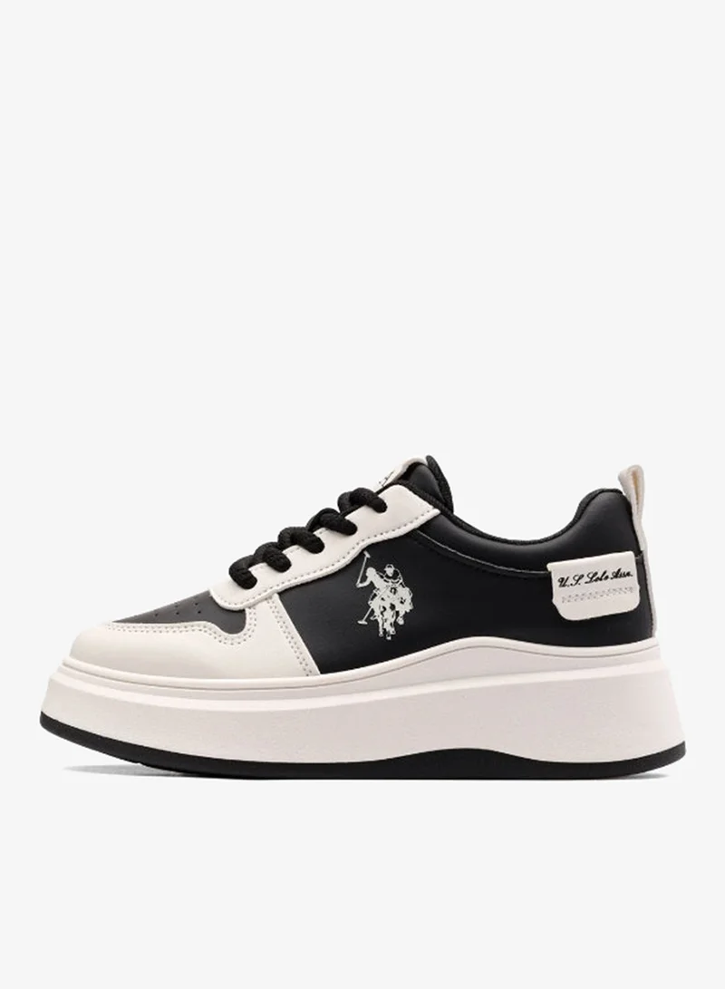 U.S. Polo Assn. Black & White USPA Women’s Black & White Platform Sneakers – Casual Lace-Up Fashion Shoes | Chunky Sole Everyday Comfort Trainers for Women | Best Price UAE