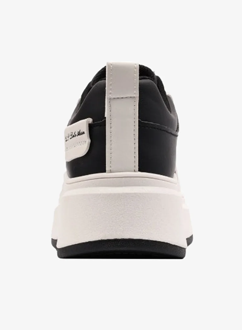 U.S. Polo Assn. Black & White USPA Women’s Black & White Platform Sneakers – Casual Lace-Up Fashion Shoes | Chunky Sole Everyday Comfort Trainers for Women | Best Price UAE