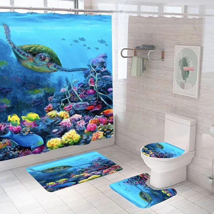 Y&D Hot Sale Luxury Hotel Shower Curtain Bath Mat Bathroom Shower Curtain Set Shower Liner - Image 2