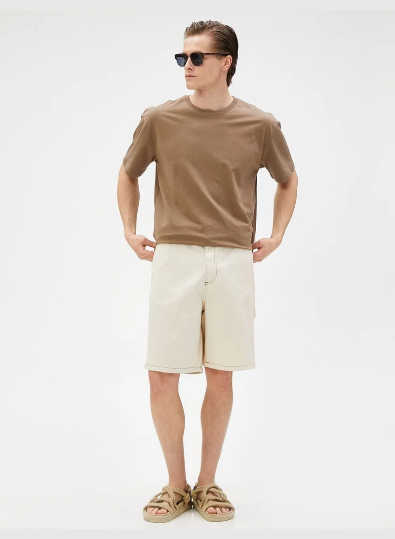 كوتون Cargo Shorts Pocket Seam Detailed Buttoned Cotton