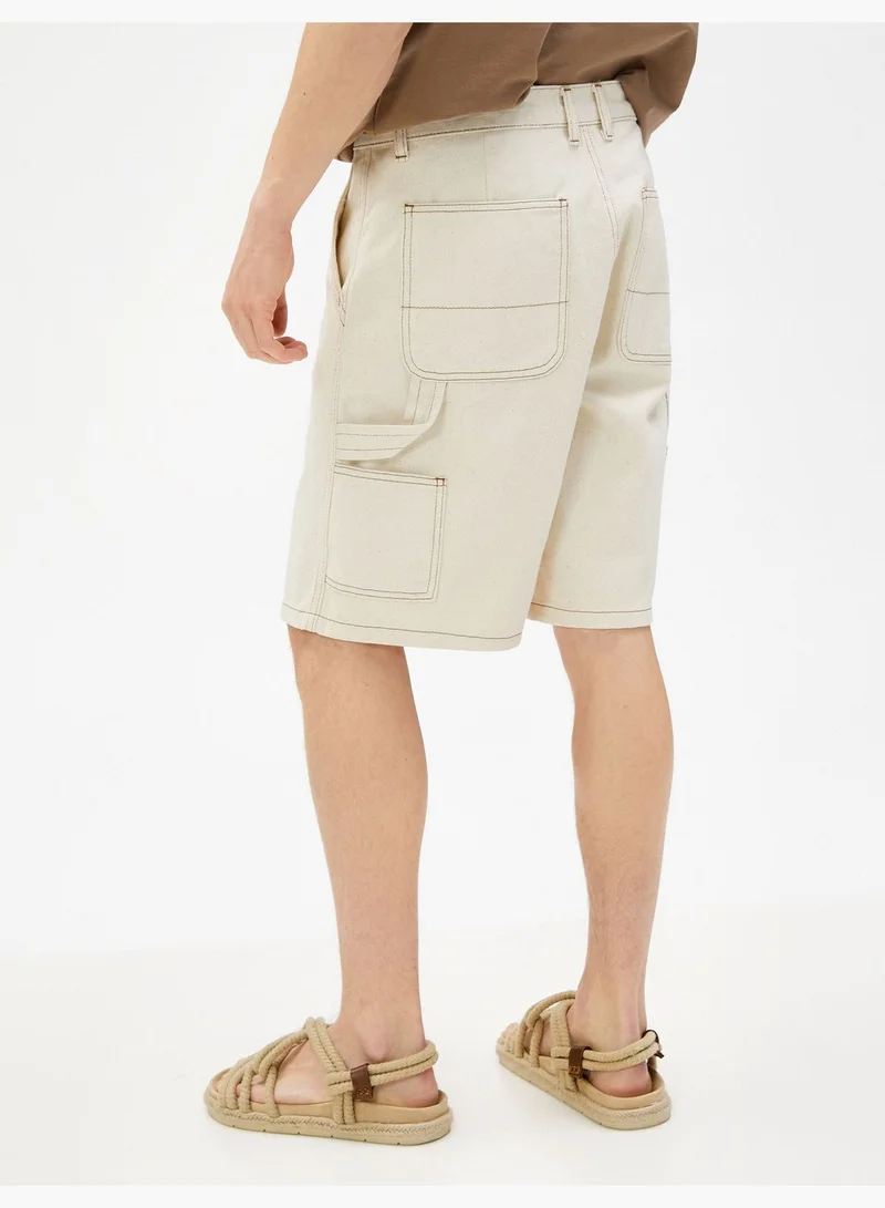 كوتون Cargo Shorts Pocket Seam Detailed Buttoned Cotton