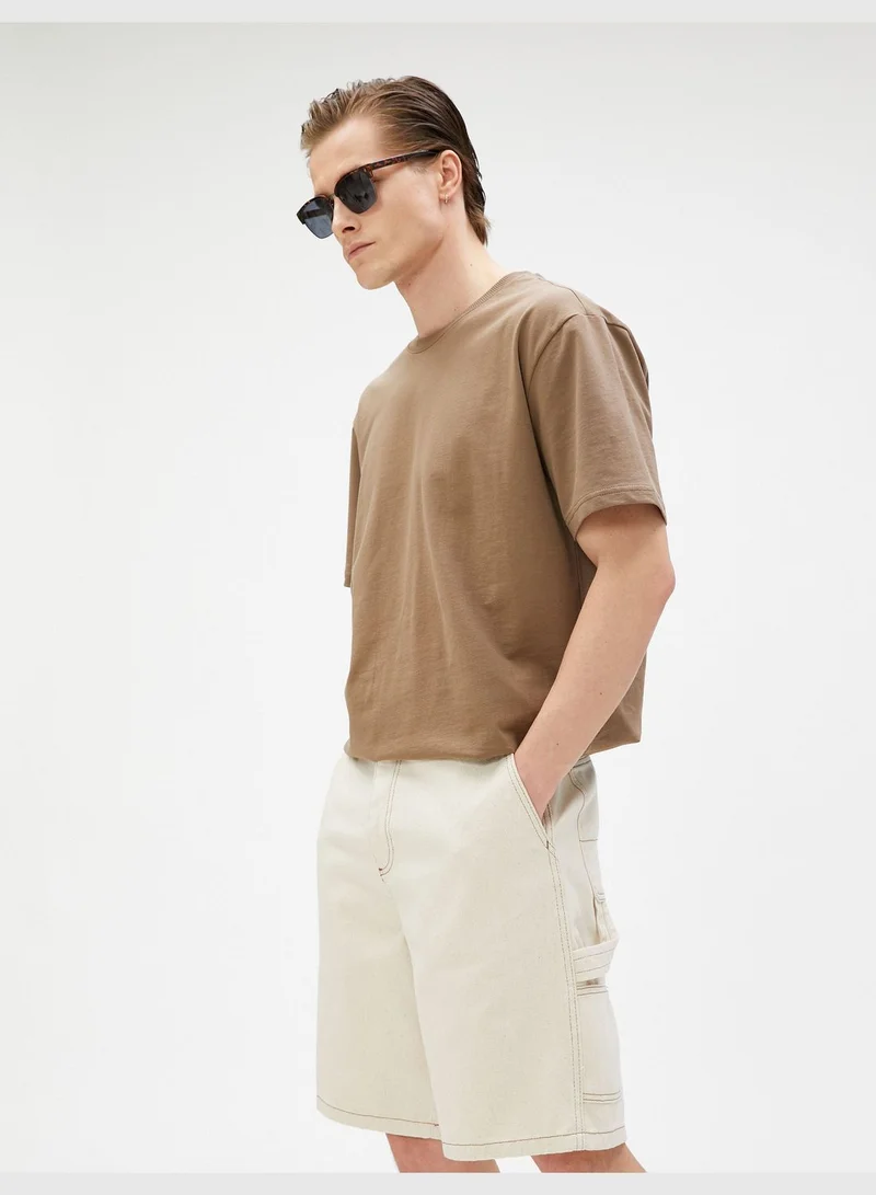 كوتون Cargo Shorts Pocket Seam Detailed Buttoned Cotton