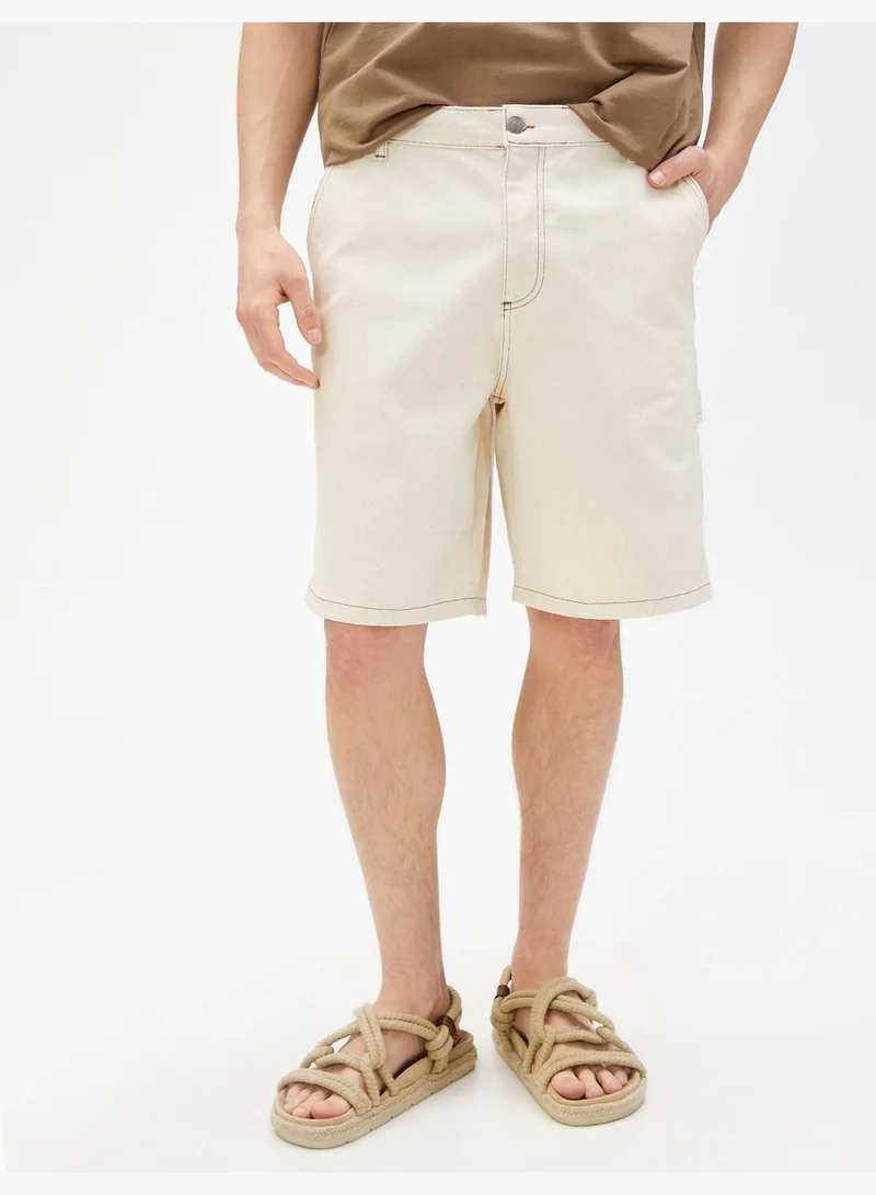كوتون Cargo Shorts Pocket Seam Detailed Buttoned Cotton