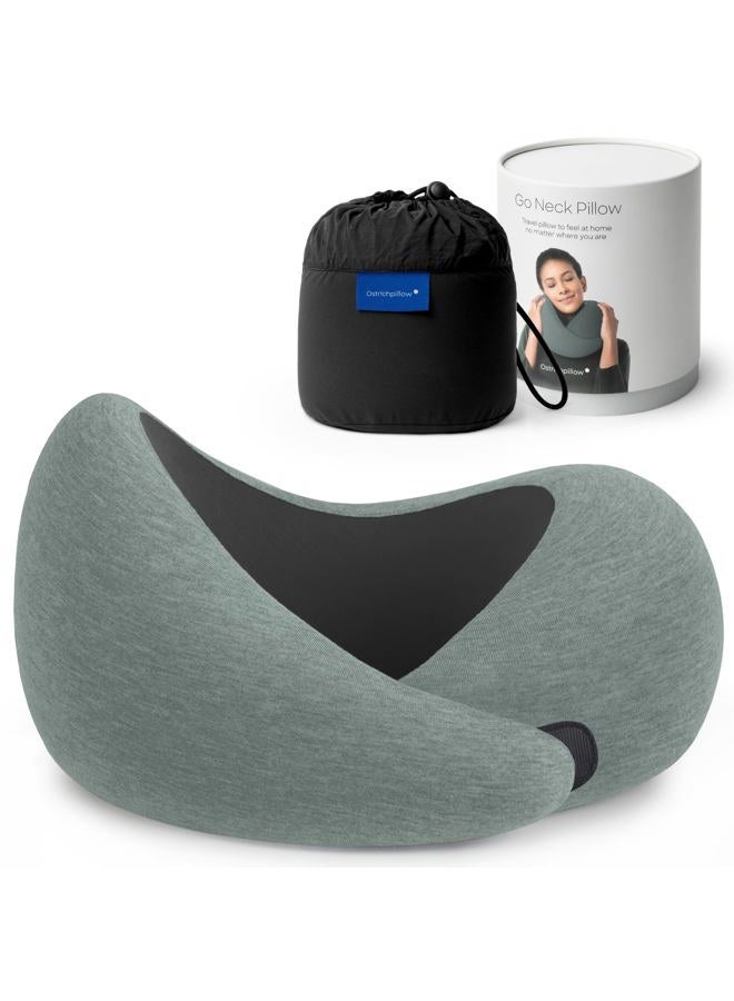 OSTRICH PILLOW Ostrichpillow Go Neck Pillow - Premium Memory Foam Travel Pillow, 360º Ergonomic Design, Asymmetrical Sides, Travel Bag Included, Washable Modal Cover - Image 1