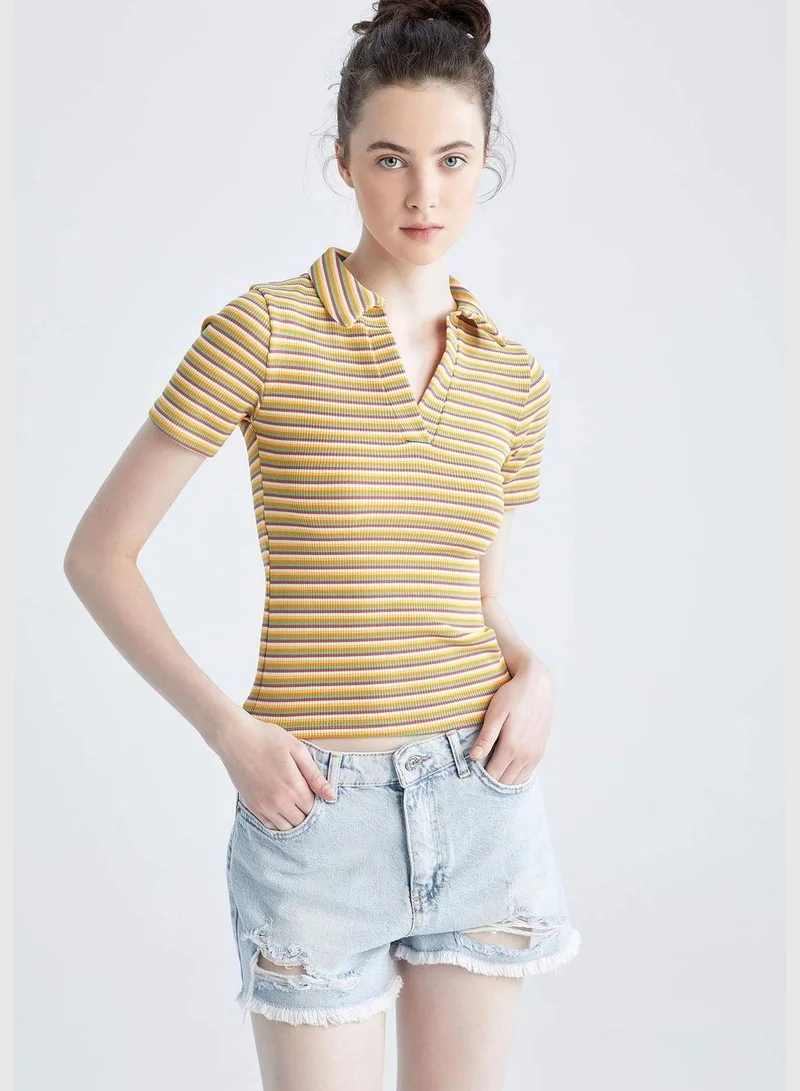 DeFacto Woman Fitted Knitted Short Sleeve T-Shirt