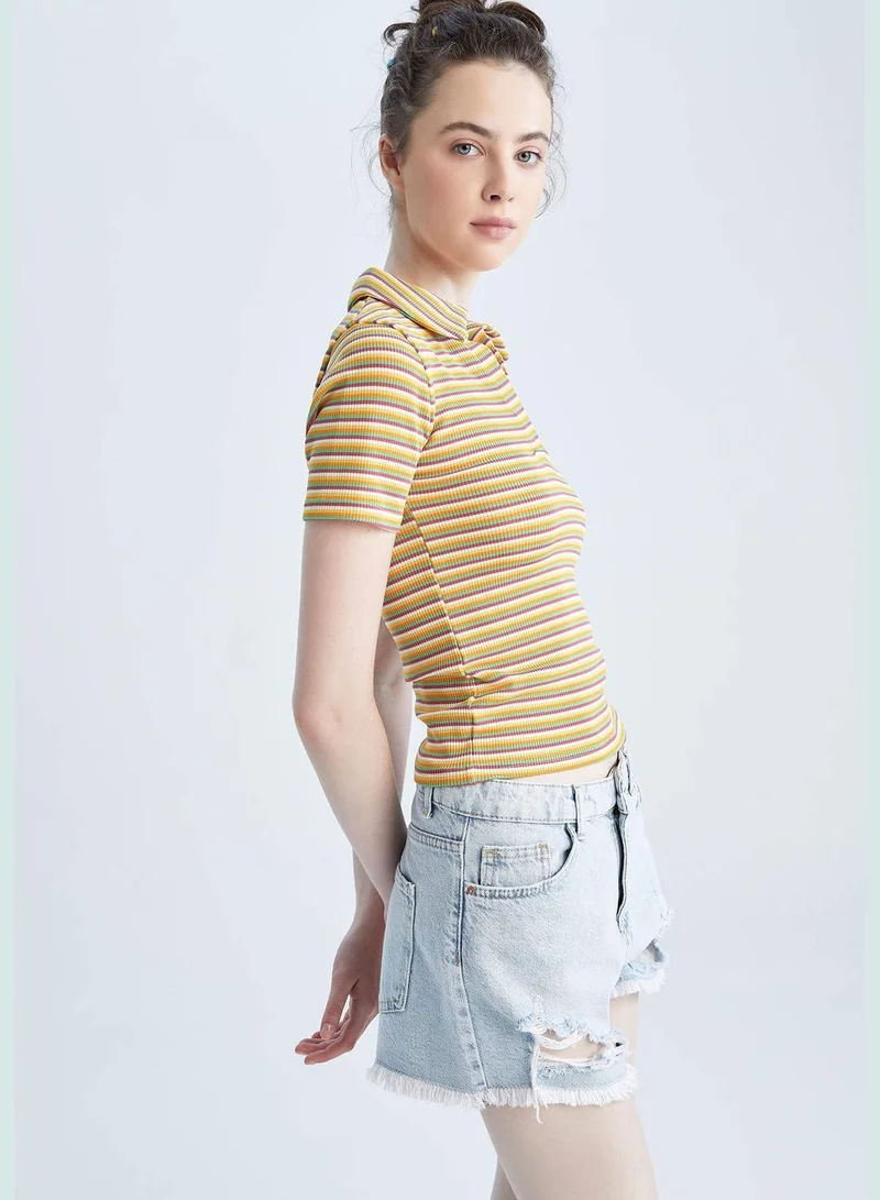 DeFacto Woman Fitted Knitted Short Sleeve T-Shirt