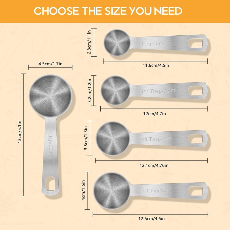 AUOIKK 3 Teaspoon(15 mL | 15 cc | 3 Tsp | 1 Tablespoon) Stainless Steel Single Measuring Spoon, Easy to Use and Easy to Wash Metal Measuring Spoons Kitchen Gadgets for Cooking & Baking - Image 5