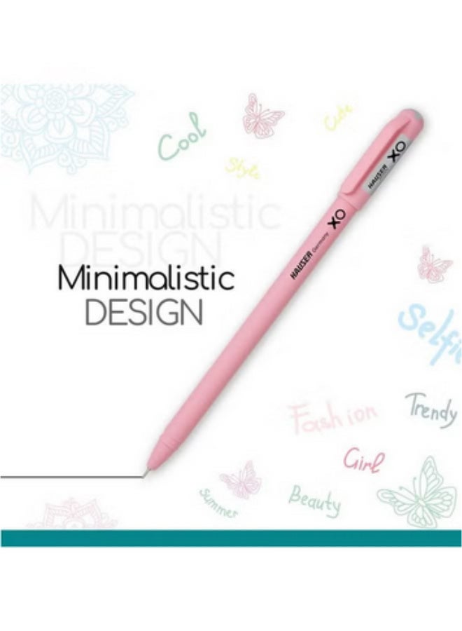 هاوزر Hauser Original XO 0.7mm Ball Pen Tumbler تصميم أنيق وبسيط بلمسة نهائية غير لامعة ونوع جسم صلب حبر منخفض اللزوجة مع طرف متين للغاية وحبر أحمر وردي، عبوة من 10 أقلام - Image 2