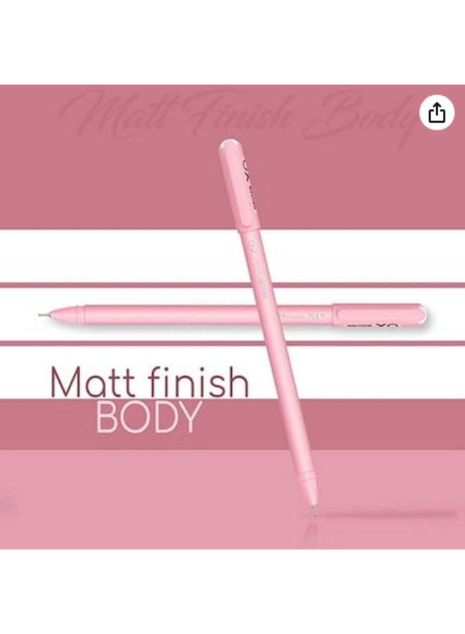 هاوزر Hauser Original XO 0.7mm Ball Pen Tumbler تصميم أنيق وبسيط بلمسة نهائية غير لامعة ونوع جسم صلب حبر منخفض اللزوجة مع طرف متين للغاية وحبر أحمر وردي، عبوة من 10 أقلام - Image 5
