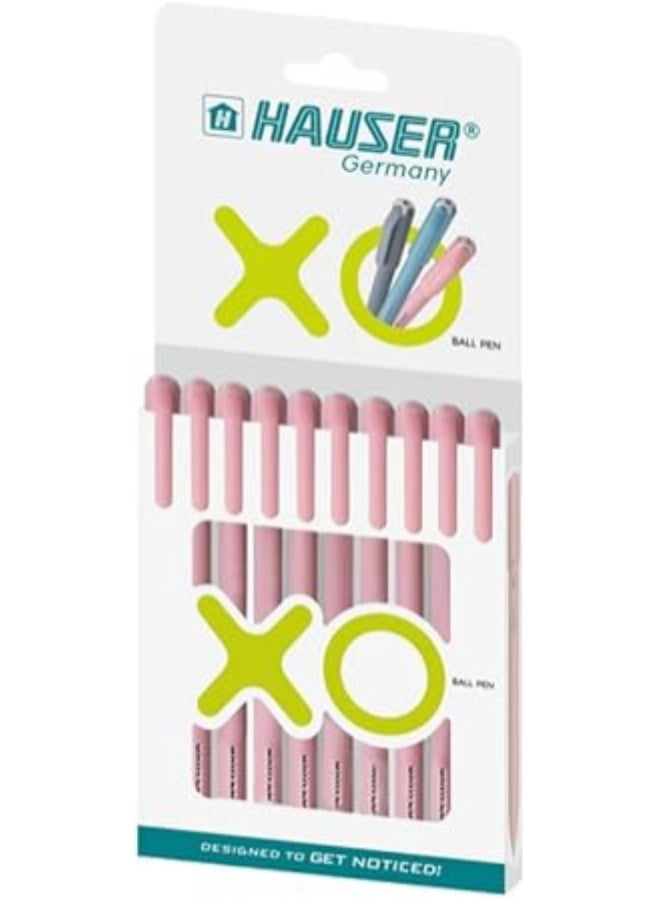 هاوزر Hauser Original XO 0.7mm Ball Pen Tumbler تصميم أنيق وبسيط بلمسة نهائية غير لامعة ونوع جسم صلب حبر منخفض اللزوجة مع طرف متين للغاية وحبر أحمر وردي، عبوة من 10 أقلام - Image 4