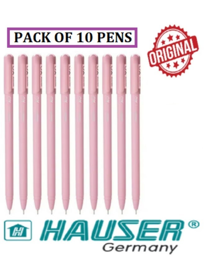 هاوزر Hauser Original XO 0.7mm Ball Pen Tumbler تصميم أنيق وبسيط بلمسة نهائية غير لامعة ونوع جسم صلب حبر منخفض اللزوجة مع طرف متين للغاية وحبر أحمر وردي، عبوة من 10 أقلام - Image 1