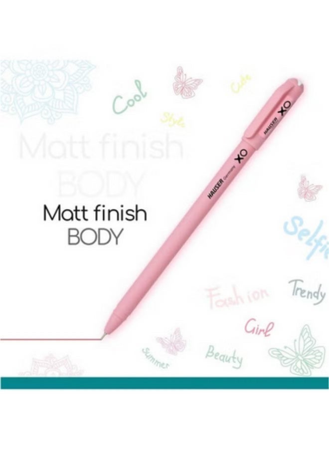 Hauser Original XO 0.7mm Ball Pen Tumbler Sleek Body Minimalistic Design Matt Finish & Solid Body Type Low Viscosity Ink With Ultra Durable Tip Red Pink Ink, Pack of 10 Pens - Image 3