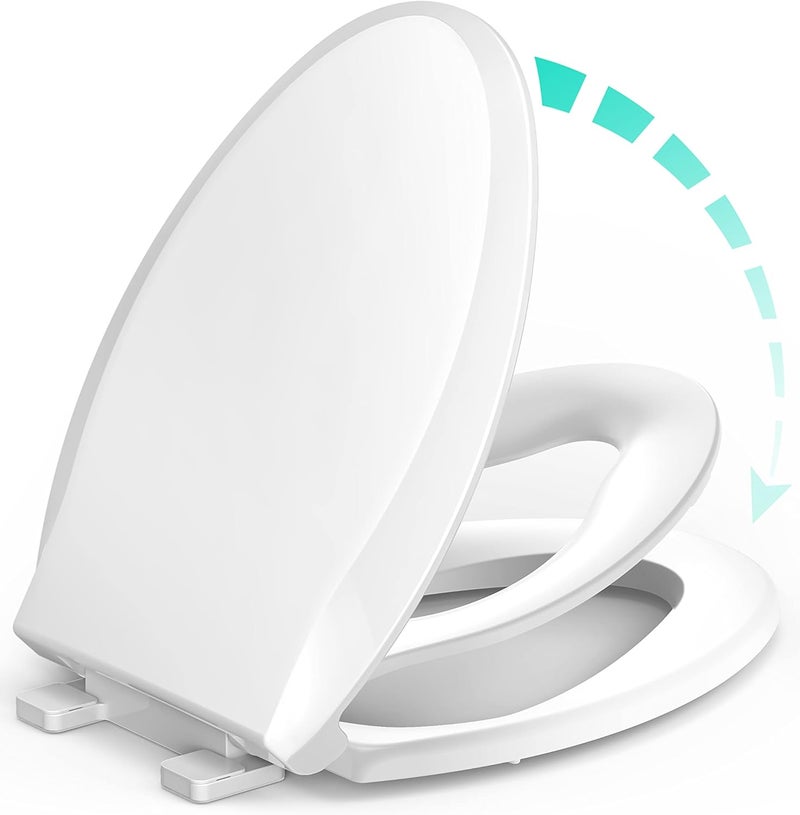 Uming Elongated Toilet Seat with Builtin Potty Training Seat for Toddlers Adults Slow Close Never Loosen Heavy Duty Ergonomic Space Saving Toddler Toilet SeatElongated 185 Oval - Image 1