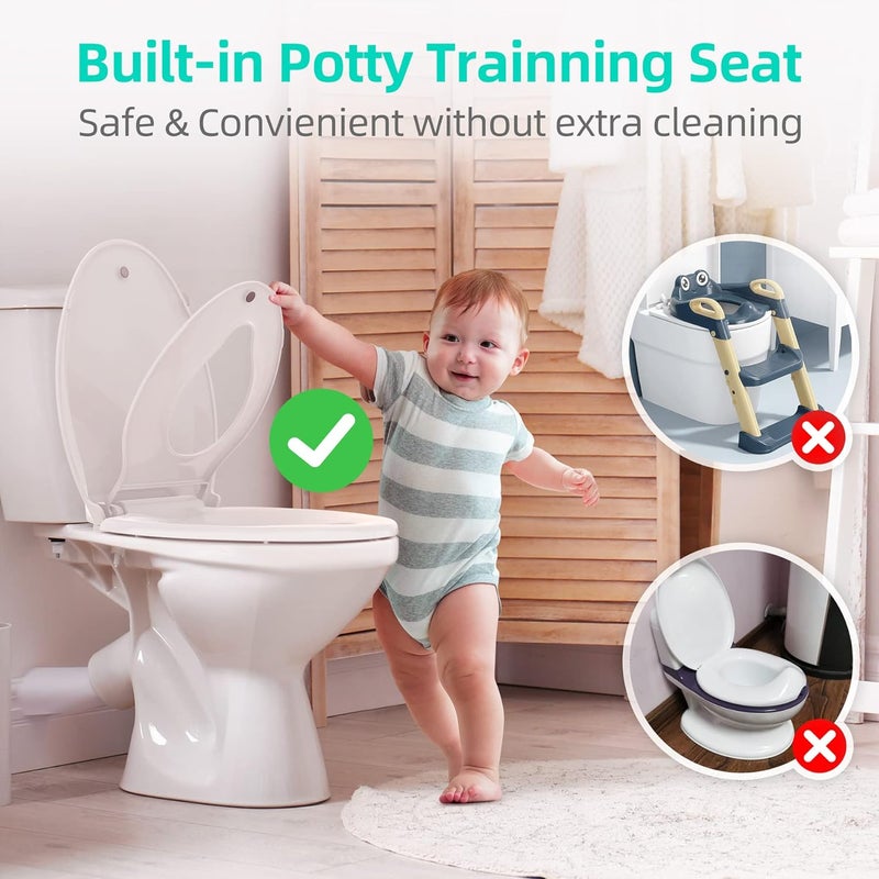 Uming Elongated Toilet Seat with Builtin Potty Training Seat for Toddlers Adults Slow Close Never Loosen Heavy Duty Ergonomic Space Saving Toddler Toilet SeatElongated 185 Oval - Image 3