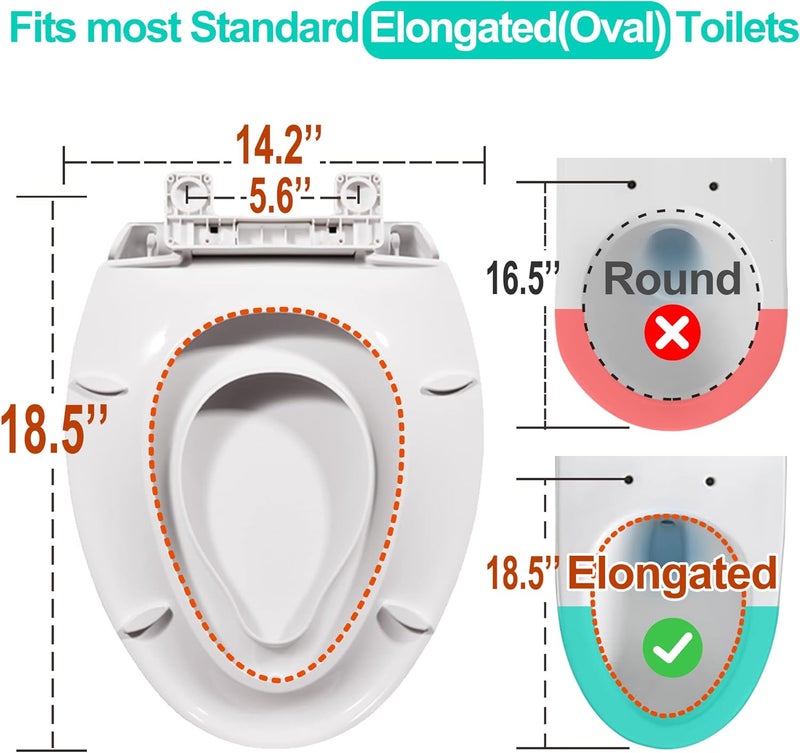 Uming Elongated Toilet Seat with Builtin Potty Training Seat for Toddlers Adults Slow Close Never Loosen Heavy Duty Ergonomic Space Saving Toddler Toilet SeatElongated 185 Oval - Image 2