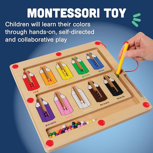 Constructive Playthings Color Matching Game with Magnetic Toys for Kids Ages 3+, Wooden Magnetic Color Sorting and Counting Montessori Educational Kids Game - Image 5