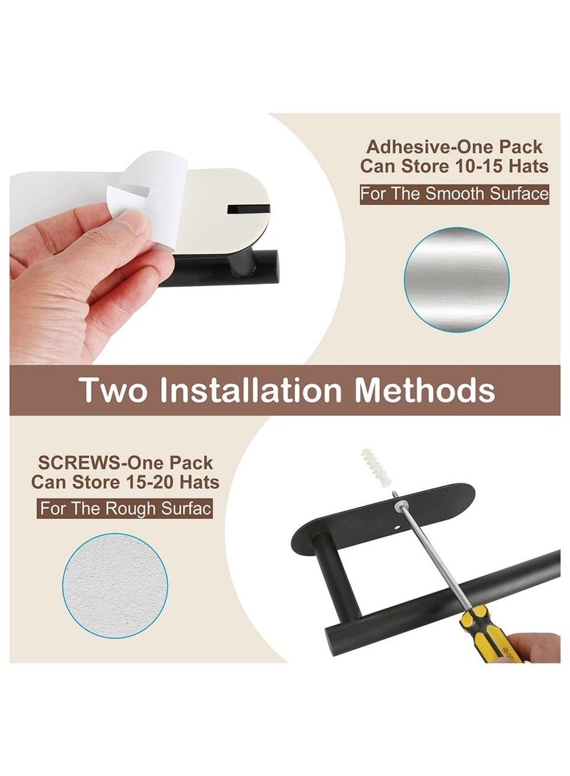 Hat Racks for Baseball Cap Drilled or Strong Adhesive Hat Organizer Hold 30 Cap Retractable Holder for home use black  - Image 4