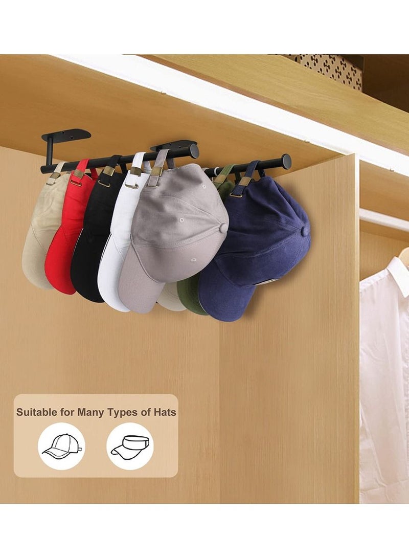 Hat Racks for Baseball Cap Drilled or Strong Adhesive Hat Organizer Hold 30 Cap Retractable Holder for home use black  - Image 2