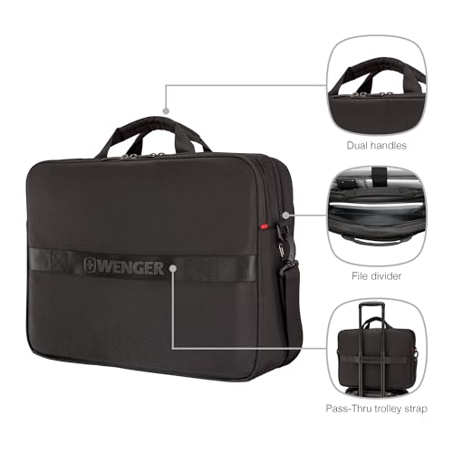 Wenger Swiss Designed XE Brief 17, Laptop Briefcase with Tablet Pocket, Includes Travel Organiser, Comes With Detachable Shoulder Strap, Black | 25 litres (653301) - Image 2