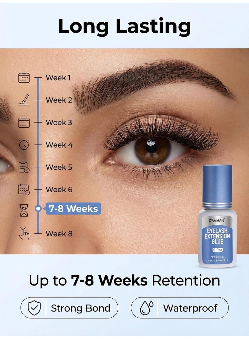 D'AMMA'N DAMMAN Eyelash Extension Glue 0.5 Sec Fast Drying Black Lash Adhesive Long Lasting 6-8 Weeks Professional Eyelash Glue - Image 1