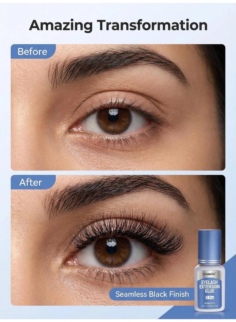 D'AMMA'N DAMMAN Eyelash Extension Glue 0.5 Sec Fast Drying Black Lash Adhesive Long Lasting 6-8 Weeks Professional Eyelash Glue - Image 4
