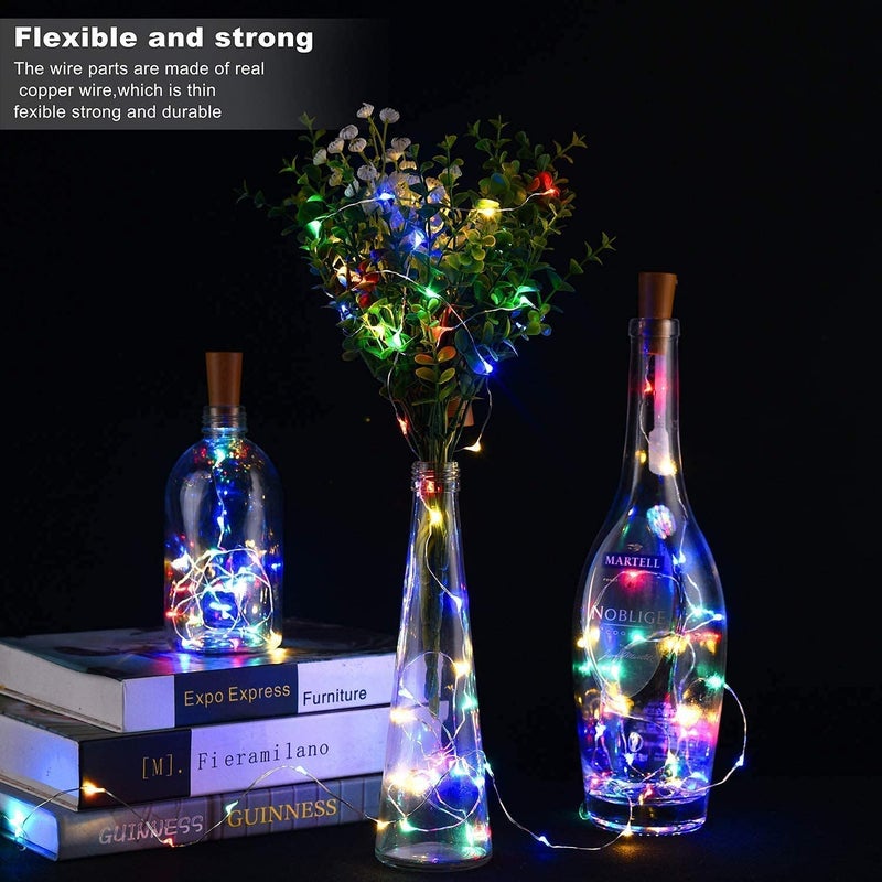 KD Bottle Lights with Cork, Battery Operated LED Cork Shape Copper Wire Colorful Fairy Mini String Lights (Multi Color, Battery Powered Pack of 5) - Image 4
