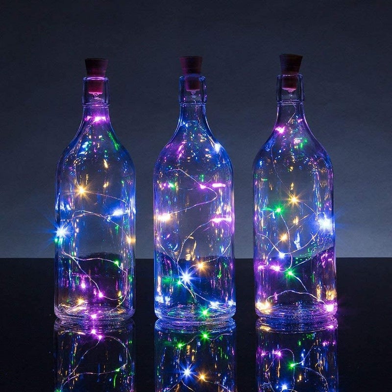 KD Bottle Lights with Cork, Battery Operated LED Cork Shape Copper Wire Colorful Fairy Mini String Lights (Multi Color, Battery Powered Pack of 5) - Image 2