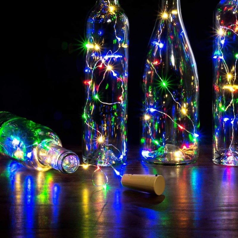 KD Bottle Lights with Cork, Battery Operated LED Cork Shape Copper Wire Colorful Fairy Mini String Lights (Multi Color, Battery Powered Pack of 5) - Image 1