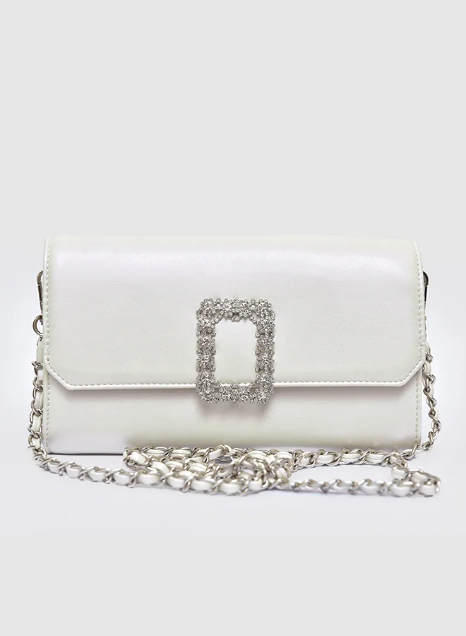 Vincci Flap Over Shoulder Bag with Chain Detail