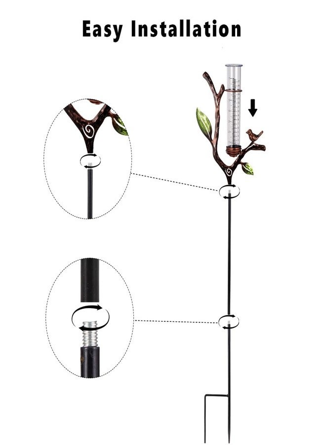 viterlight Rain Gauge Outdoor, Metal Rain Gauge with Stake, 7 Inch Tube Rain Measure Gauge, Decorative Branch Rain Measure Tool for Garden, Lawn, Patio - Image 5