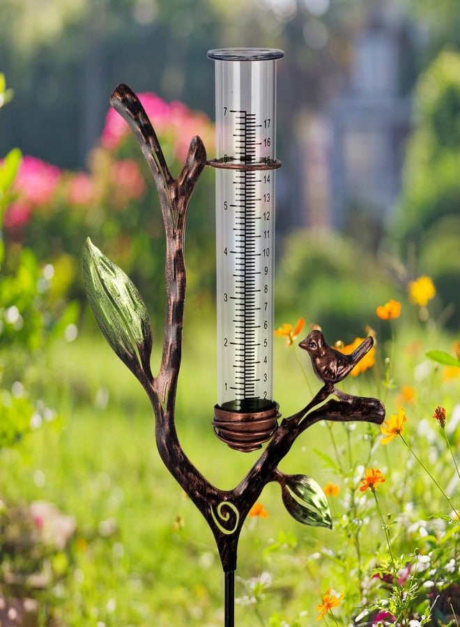 viterlight Rain Gauge Outdoor, Metal Rain Gauge with Stake, 7 Inch Tube Rain Measure Gauge, Decorative Branch Rain Measure Tool for Garden, Lawn, Patio - Image 2