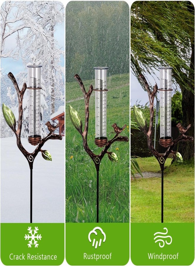 viterlight Rain Gauge Outdoor, Metal Rain Gauge with Stake, 7 Inch Tube Rain Measure Gauge, Decorative Branch Rain Measure Tool for Garden, Lawn, Patio - Image 4