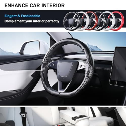 Aimato Steering Wheel Cover for Tesla Model 3 Highland(2024-Present)/ Model Y Juniper(2025-Present),Anti-Slip,Comfortable Grip,Breathable,Customized for Tesla Model 3/Y Accessories,Matte Black - Image 5