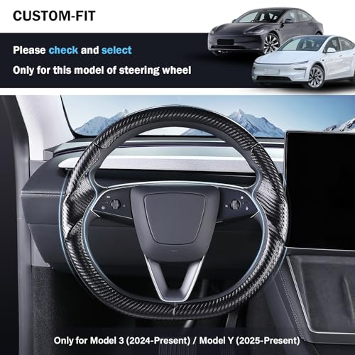 Aimato Steering Wheel Cover for Tesla Model 3 Highland(2024-Present)/ Model Y Juniper(2025-Present),Anti-Slip,Comfortable Grip,Breathable,Customized for Tesla Model 3/Y Accessories,Matte Black - Image 2