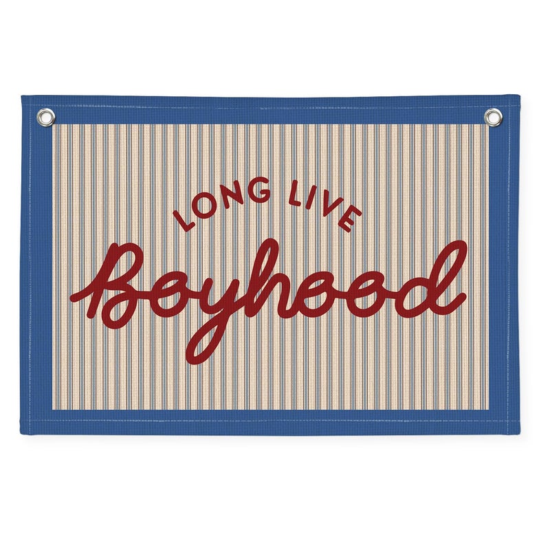 PLKMN Long Live Boyhood Banner, Boy Nursery Decor, Canvas Banner Wall Hanging Flag Decor for Nursery Playroom Toddler Room, Boys Kids Room - Retro - Image 1