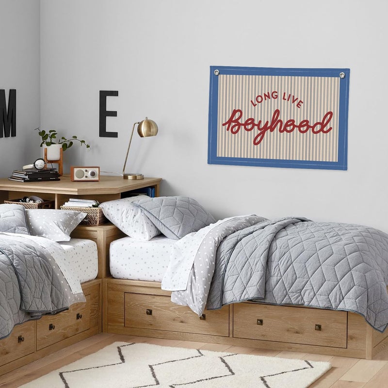 PLKMN Long Live Boyhood Banner, Boy Nursery Decor, Canvas Banner Wall Hanging Flag Decor for Nursery Playroom Toddler Room, Boys Kids Room - Retro - Image 4