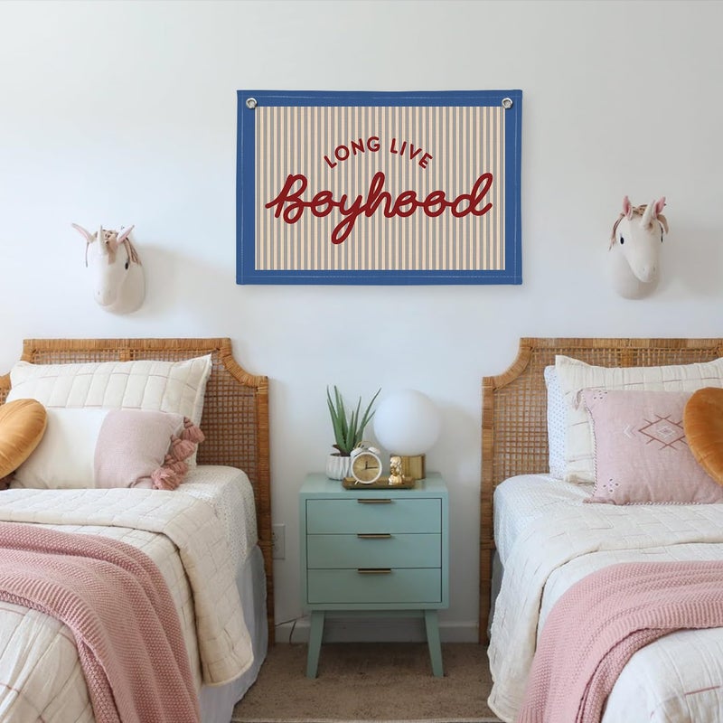 PLKMN Long Live Boyhood Banner, Boy Nursery Decor, Canvas Banner Wall Hanging Flag Decor for Nursery Playroom Toddler Room, Boys Kids Room - Retro - Image 5