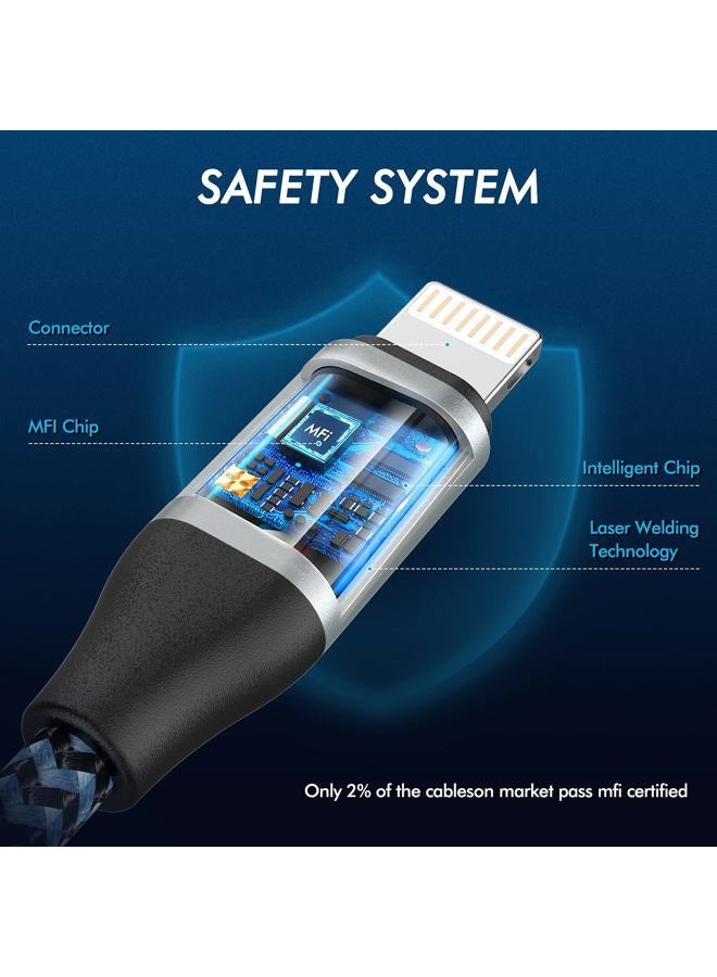 Sundix كابل USB C إلى Lightning، عبوة 2 10FT 20W مع حبل نايلون S-03BK [معتمد من Apple MFi] شاحن هاتف متوافق مع iPhone 14 13 12 Pro 11 Max XS XR 8 Plus، يدعم توصيل الطاقة - Image 2
