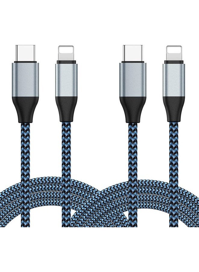 Sundix كابل USB C إلى Lightning، عبوة 2 10FT 20W مع حبل نايلون S-03BK [معتمد من Apple MFi] شاحن هاتف متوافق مع iPhone 14 13 12 Pro 11 Max XS XR 8 Plus، يدعم توصيل الطاقة - Image 1