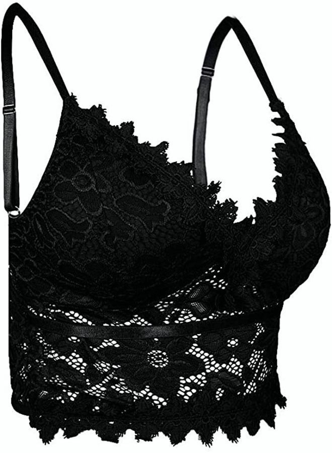 NIBEMINENT Women's Lace Bra Vest Removable Sponge Pad No Steel Ring V Neck Basic Short - Image 2