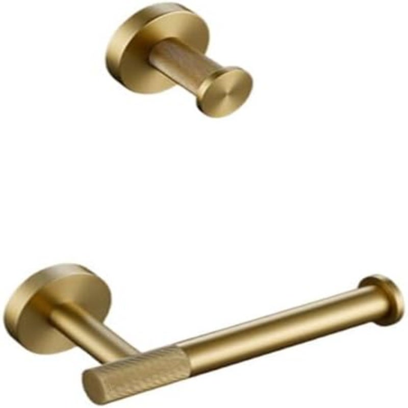 Brushed Gold Bathroom Hardware Set - Knurled Brass Accessories for Bathroom Use - Image 1