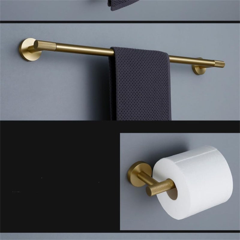 Brushed Gold Bathroom Hardware Set - Knurled Brass Accessories for Bathroom Use - Image 4