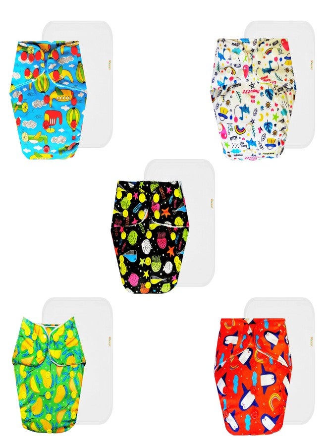 حفاضات دمبلدو القماشية الممتازة مع حشوة قطنية (عبوة من 5) | ملائمة تمامًا | تسمح بمرور الهواء | أزرار كبس قابلة للتعديل | مصممة من قبل الأمهات | من 3 أشهر إلى 3 سنوات | للجنسين - Image 1